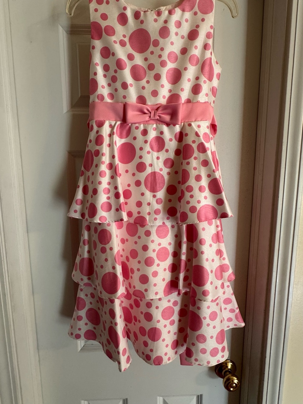 Rare Editions Pink Polka Dot Tiered Party Dress